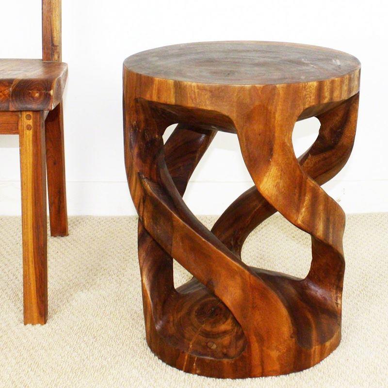 Haussmann Tapered Round Wild Twisted Vine 16" Dia - Walnut | Stools & Benches | Modishstore-3