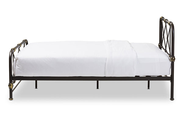 baxton studio beatrice modern and contemporary stippled black finished metal queen size platform bed | Modish Furniture Store-5