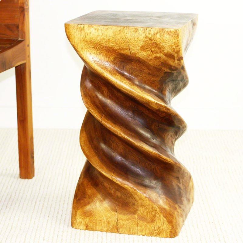 Haussmann Triple Twist 12" Sq - Walnut | Stools & Benches | Modishstore-4