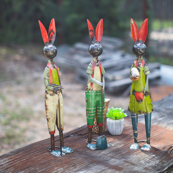 Kalalou Recycled Iron Rabbits (Set Of 3) | Modishstore | Holiday