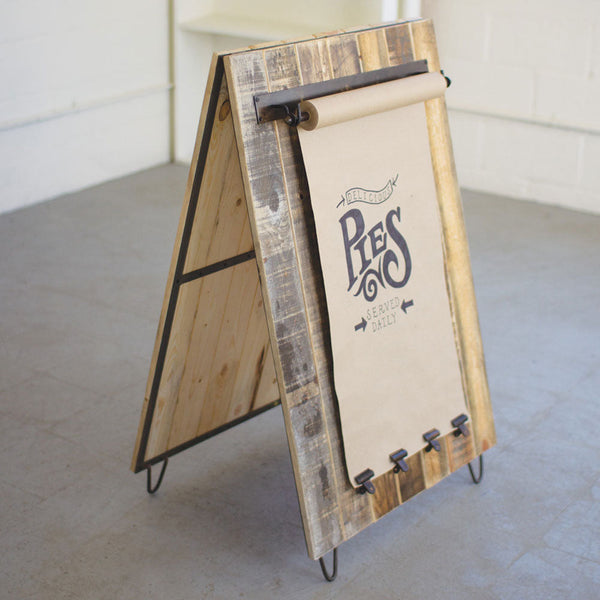 Kalalou Recycled Wood Sandwich Board | Modishstore | Home Accents