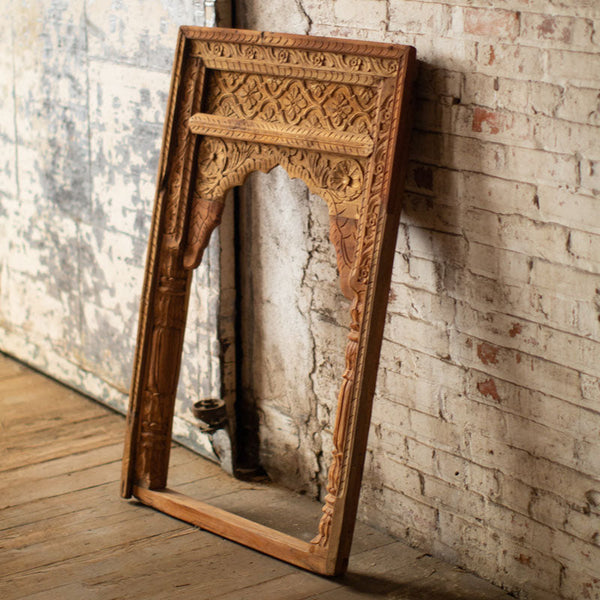 Kalalou Hand Carved Wooden Chokhat Window Frame | Modishstore | Frames