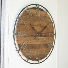 Kalalou Wooden Wall Clock With Metal Frame