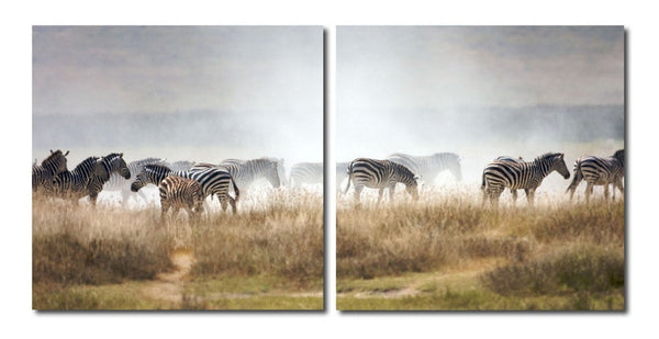 Baxton Studio A Zeal of Zebras Mounted Photography Print Diptych | Modishstore | Wall Art