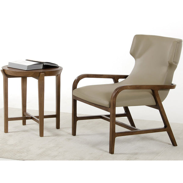 Vig Furniture Modrest Olenna Modern Taupe & Walnut Accent Chair | Modishstore | Accent Chairs