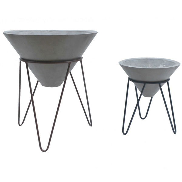 Vig Furniture Concrete Planter with Tripod Base, Large, | Modishstore | Planters, Troughs & Cachepots-2