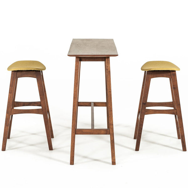 Vig Furniture Modrest Steed Modern Yellow & Walnut Bar Stool - Set of 2 | Modishstore | Bar Stools-4