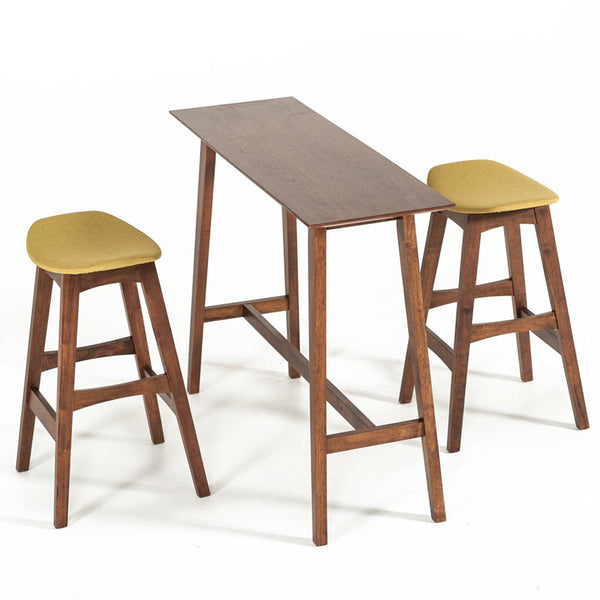 Vig Furniture Modrest Steed Modern Yellow & Walnut Bar Stool - Set of 2 | Modishstore | Bar Stools-5