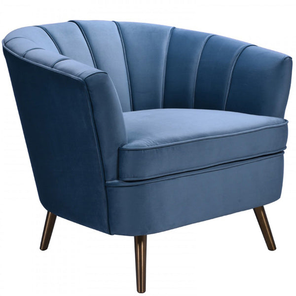 Vig Furniture Divani Casa Vaughn Modern Blue Velvet Accent Chair | Modishstore | Accent Chairs-2