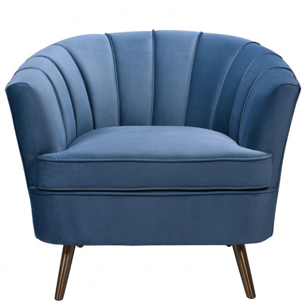 Vig Furniture Divani Casa Vaughn Modern Blue Velvet Accent Chair | Modishstore | Accent Chairs