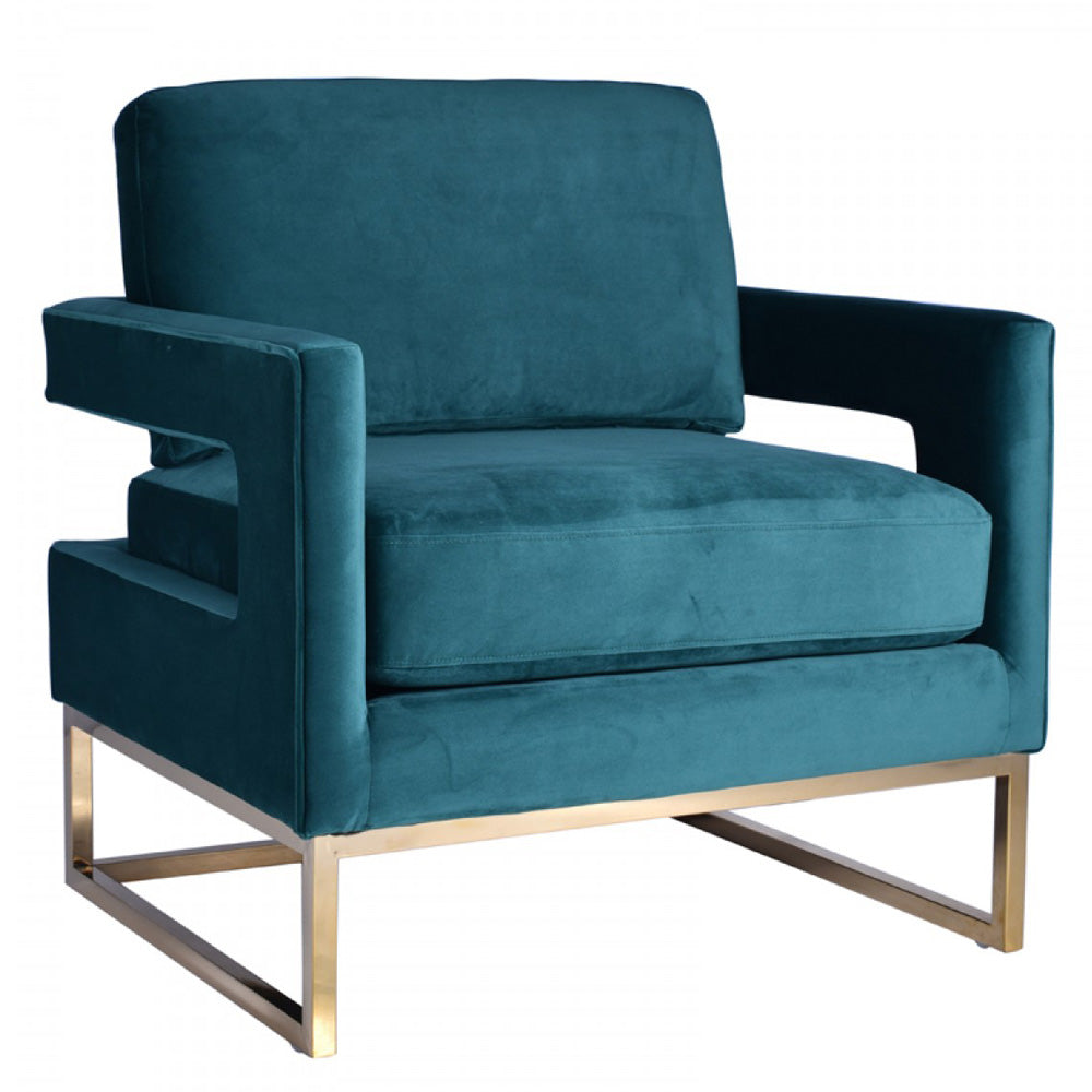 Vig Furniture Modrest Edna Modern Velvet Gold Accent Chair