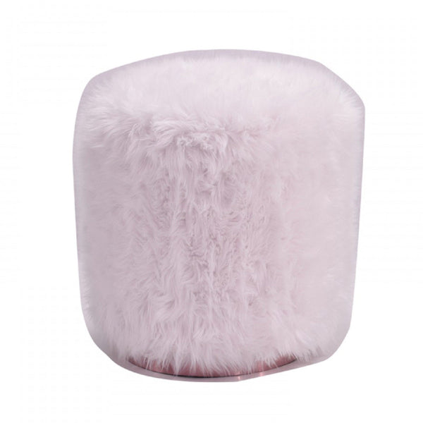 Vig Furniture Modrest Ghent Modern White Faux Fur & Gold Ottoman | Modishstore | Ottomans-2