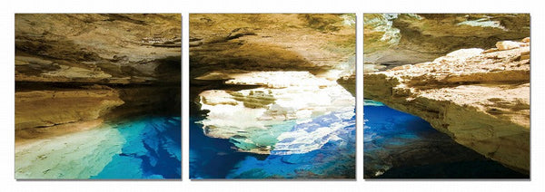 Vig Furniture Modrest Blue Grotto 3-Panel Photo On Canvas | Modishstore | Wall Art