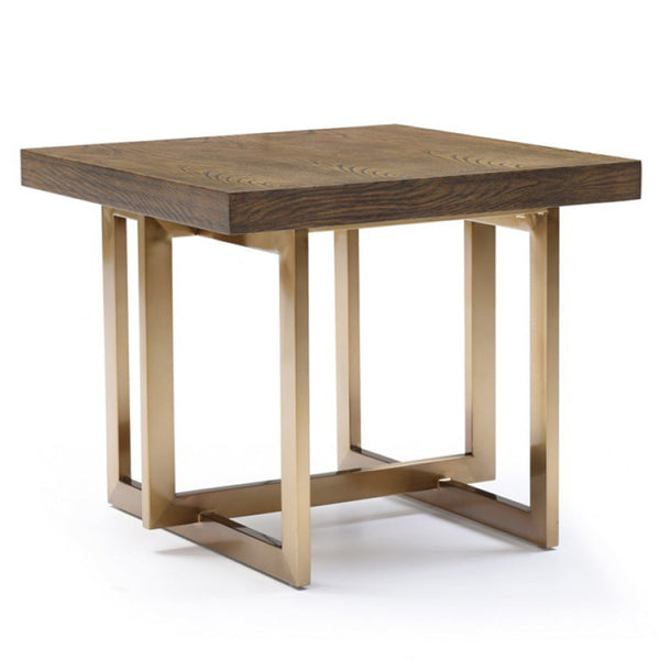 Vig Furniture Modrest Pike Modern Elm & Antique Brass End Table | Modishstore | End Tables