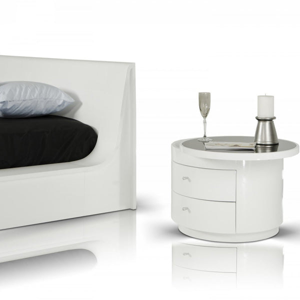 Vig Furniture Modrest Symphony - Modern White Round Nightstand | Modishstore | Nightstands-2