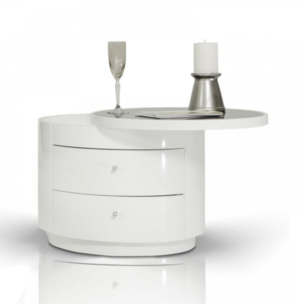 Vig Furniture Modrest Symphony - Modern White Round Nightstand | Modishstore | Nightstands