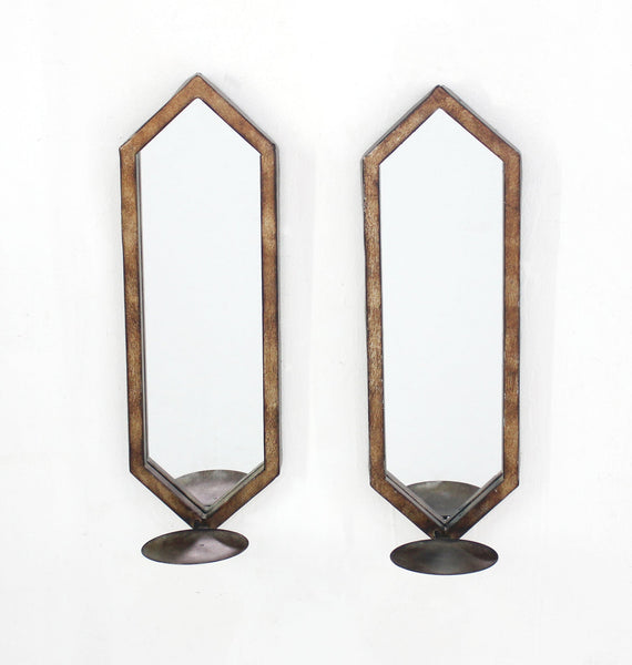 Screen Gems Metal Candle Holder With Mirror - Set of 2 - WD-008 | Candle Holders | Modishstore