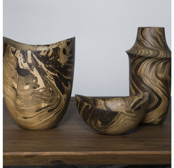 Gold Leaf Design Group Mochaware Flask Wood | Vases | Modishstore-2