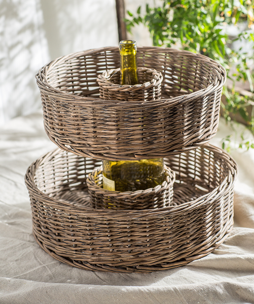 Vagabond Vintage Woven Natural Organizing Trays - Set of 2 | Modishstore | Decorative Trays & Dishes