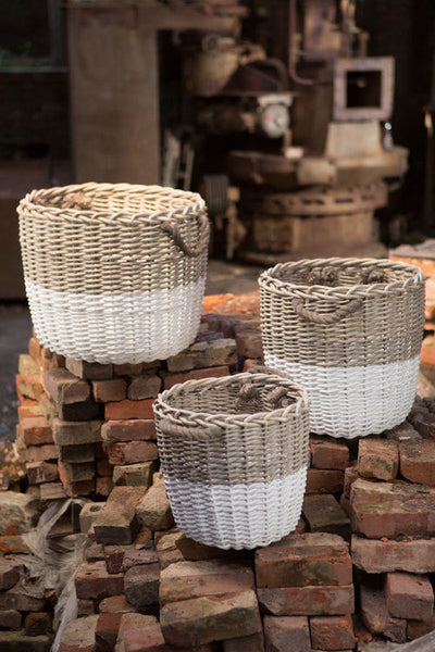 Vagabond Vintage Willow Round Oversized Basket - Set of 3 | Modishstore | Bins, Baskets & Buckets-2