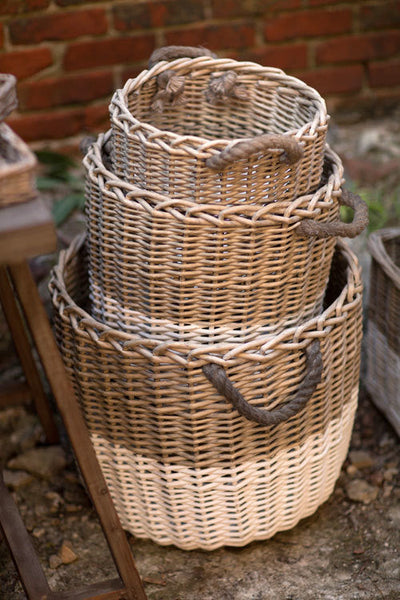 Vagabond Vintage Willow Round Oversized Basket - Set of 3 | Modishstore | Bins, Baskets & Buckets