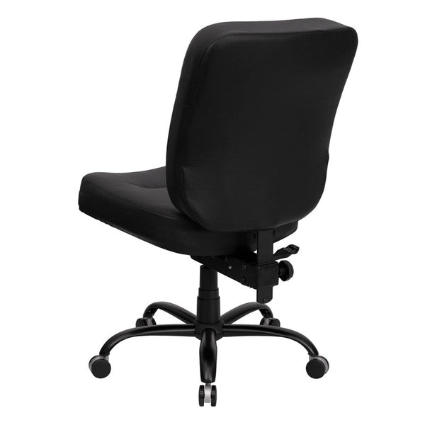 Flash Furniture WL-735SYG-BK-LEA-GG Hercules Series Black Leather Executive Swivel Office Chair With Extra Wide Seat | Office Chairs | Modishstore-3