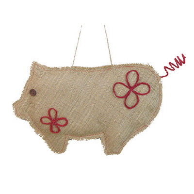 A&B Home Small Burlap Pig Christmas Ornaments - Set Of 12