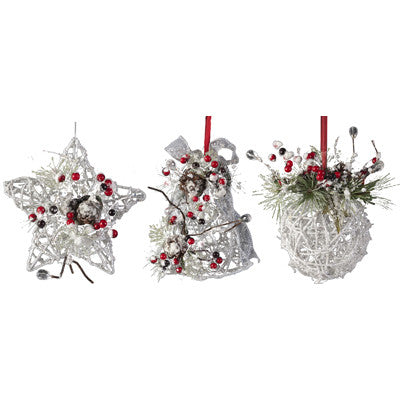 A&B Home Ball/Bell/Star Christmas Ornament - 3Pc/Box - Set of 2