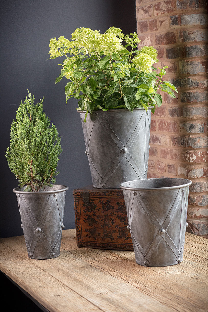 Vagabond Vintage Zinc Drum Planters - Set of 3 | Modishstore | Planters, Troughs & Cachepots