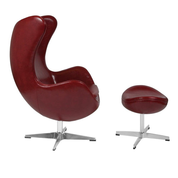 Flash Furniture Cordovan Leather Egg Chair with Tilt-Lock Mechanism and Ottoman | Lounge Chairs | Modishstore-2