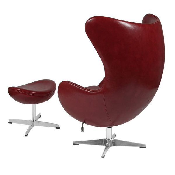 Flash Furniture Cordovan Leather Egg Chair with Tilt-Lock Mechanism and Ottoman | Lounge Chairs | Modishstore-3