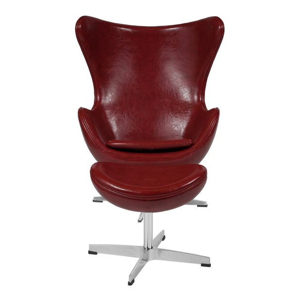 Flash Furniture Cordovan Leather Egg Chair with Tilt-Lock Mechanism and Ottoman | Lounge Chairs | Modishstore-4