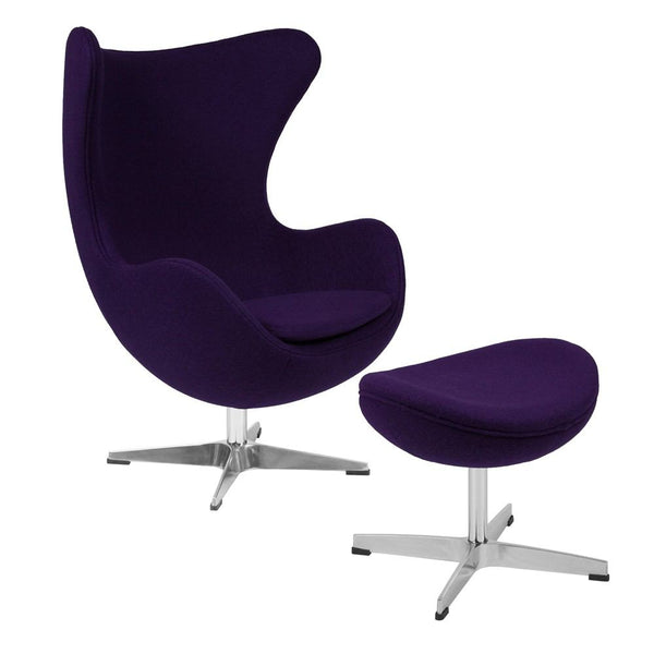 Flash Furniture Wool Fabric Egg Chair with Tilt-Lock Mechanism and Ottoman | Lounge Chairs | Modishstore-8