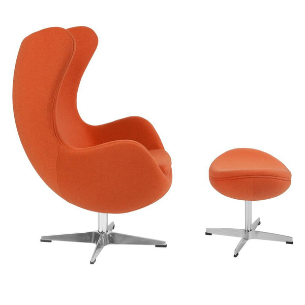 Flash Furniture Wool Fabric Egg Chair with Tilt-Lock Mechanism and Ottoman | Lounge Chairs | Modishstore-21