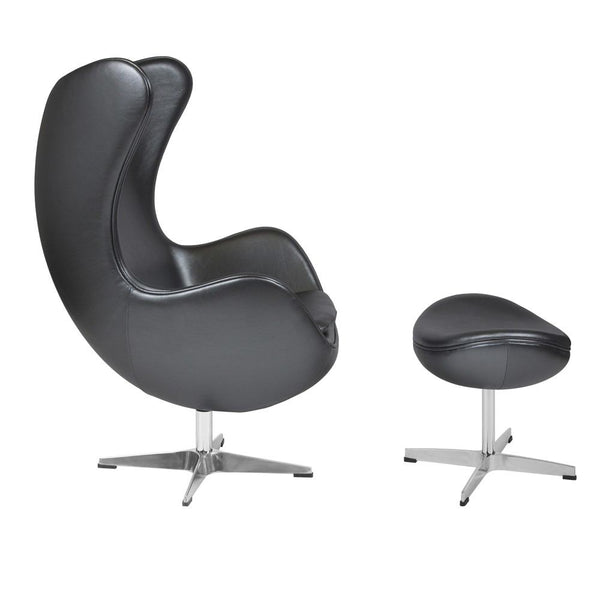 Flash Furniture Leather Egg Chair with Tilt-Lock Mechanism and Ottoman | Lounge Chairs | Modishstore-2