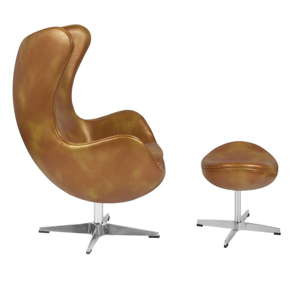 Flash Furniture Leather Egg Chair with Tilt-Lock Mechanism and Ottoman | Lounge Chairs | Modishstore-7