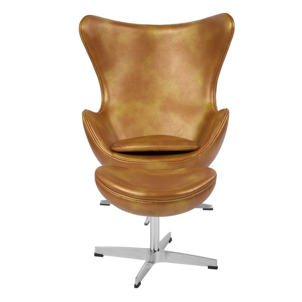 Flash Furniture Leather Egg Chair with Tilt-Lock Mechanism and Ottoman | Lounge Chairs | Modishstore-9
