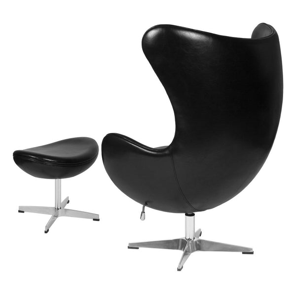 Flash Furniture Leather Egg Chair with Tilt-Lock Mechanism and Ottoman | Lounge Chairs | Modishstore-11