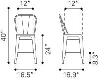 Zuo Elio Counter Chair - Set of 2 | Counter Stools | Modishstore-3