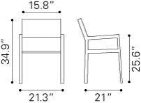 Zuo Metropolitan Dining Arm Chair - Set Of 2 | Outdoor Chairs | Modishstore-5