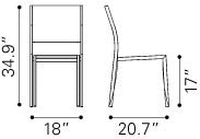 Zuo Metropolitan Dining Armless Chair - Set Of 2 | Outdoor Chairs | Modishstore-2