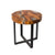Round Teak & Resin Infused Accent Side Table Brown/Ochre/White  by Aire Furniture