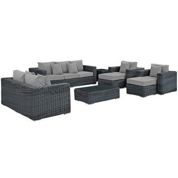 Modway Summon 9 Piece Outdoor Patio Sectional Set | Outdoor Sofas, Loveseats & Sectionals | Modishstore-31