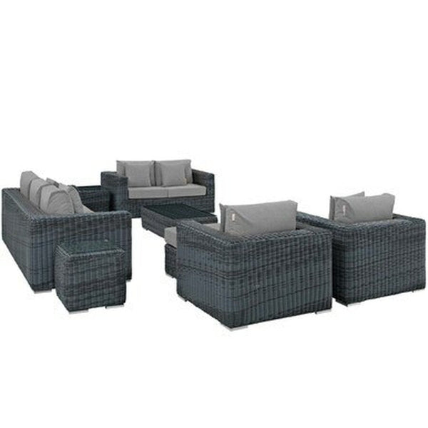 Modway Summon 9 Piece Outdoor Patio Sectional Set | Outdoor Sofas, Loveseats & Sectionals | Modishstore-33