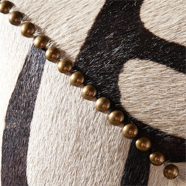 Tozai Mountain Zebra Leather Wall Mirror with Stud Accents