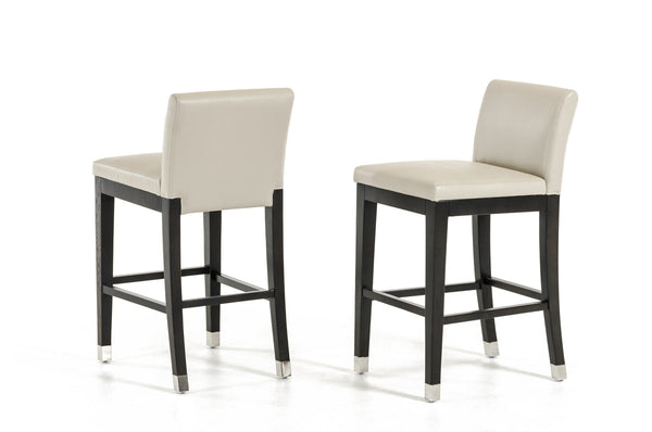 Vig Furniture Modrest Silas Modern Beige Leatherette Counter Stool | Modishstore | Stools & Benches