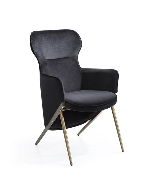 Vig Furniture Modrest Coreen Modern Black Velvet Accent Chair | Modishstore | Accent Chairs