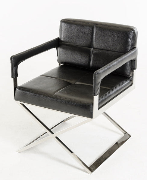 Vig Furniture Modrest Kubrick Black Bonded Leather Accent Chair | Modishstore | Accent Chairs