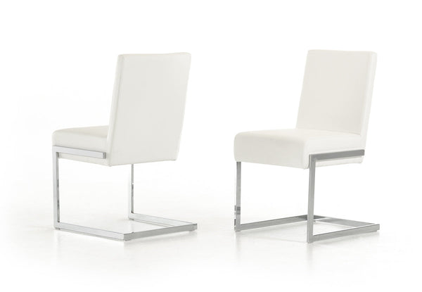 Vig Furniture Batavia - Modern White Leatherette Dining Chair (Set of 2) | Modishstore | Dining Chairs