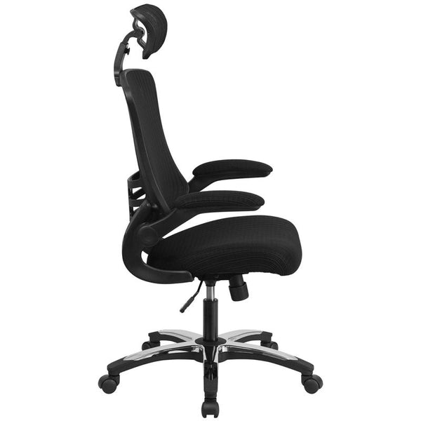 High-Back Black Mesh Swivel Ergonomic Executive Office Chair With Flip-Up Arms And Adjustable Headrest, Bifma Certified By Flash Furniture | Office Chairs | Modishstore - 2